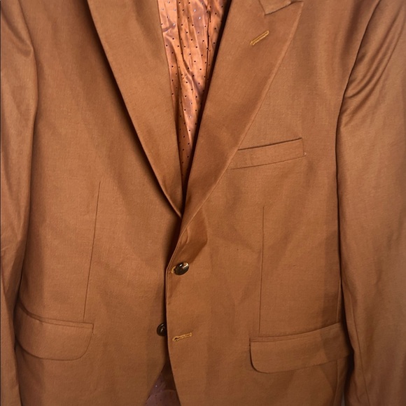 Men's Rust-Copper Single-Breasted Blazer - Picture 2 of 8